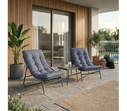 Σετ Βεράντας Relax 3τμχ με Τραπεζάκι & Μαξιλάρια - Mix Γκρι