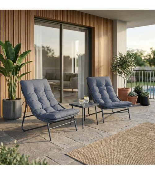 Σετ Βεράντας Relax 3τμχ με Τραπεζάκι & Μαξιλάρια - Mix Γκρι Σαλόνια κήπου