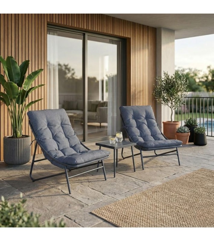 Σετ Βεράντας Relax 3τμχ με Τραπεζάκι & Μαξιλάρια - Mix Γκρι Σαλόνια κήπου