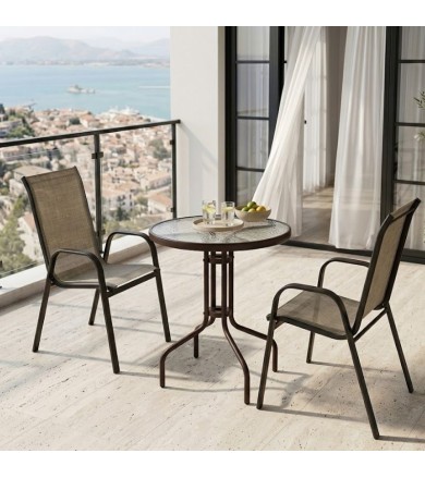 Σετ Τραπεζαρίας Κήπου Breeze 3 Τεμαχίων Καφέ Φ60χ80εκ. Τραπεζαρίες Εξωτερικού Χώρου
